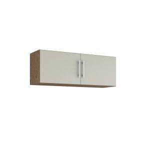 Armário Aéreo Flex para Cozinha 1,14 Amêndoa e Branco MGM Gabinetes