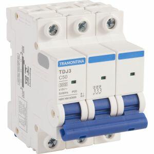 Minidisjuntor TDJ3 50A Tripolar Branco Tramontina Minidisjuntor TDJ3 50A Tripolar Branco Tramontina