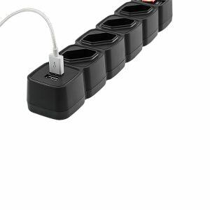 Protetor Eletrônico com 4 Tomadas e 2 USB EPE 204 USB Preto Intelbras
