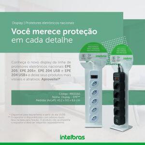Protetor Eletrônico com 4 Tomadas e 2 USB EPE 204 USB Preto Intelbras