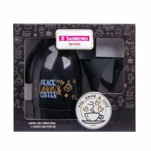 Bule Termic Com Suporte Para Filtro de Plástico 700ml Preto Sanremo Bule Termic Com Suporte Para Filtro de Plástico 700ml Preto Sanremo