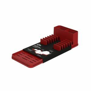 Escorredor de Louça Single Bold Com Tapete 6 pratos  Vermelho Coza Utilidades