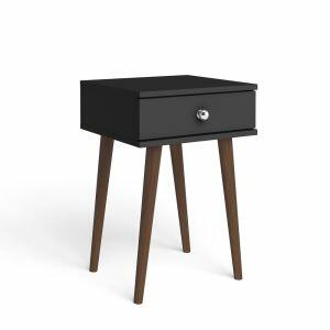 Mesa Lateral Multiuso Rustico 1 Gaveta MDP 40x60x38 Preto Movelbento