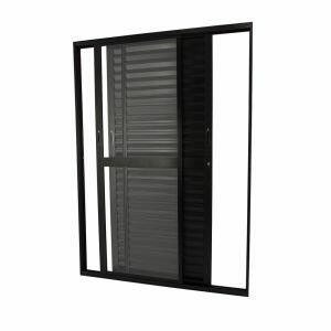 Porta de Correr Veneziana Nobre com 3 Folhas 120x210 Preto CRV