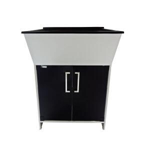 Tanque Vidro com Cuba 40cm Branco/Preto Venturi