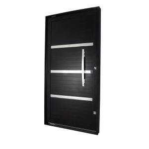 Porta Pivotante Lambri R47 Direito com Friso e Puxador 80x216 Preto CRV Porta Pivotante Lambri R47 Direito com Friso e Puxador 80x216 Preto CRV