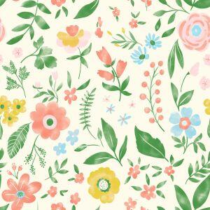 Papel de Parede Floral 0,52x9,5 Rosa Bobinex