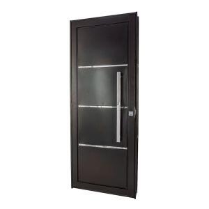 Porta Pivotante R120 Esquerdo com Friso 215x84 Preto CRV Porta Pivotante R120 Esquerdo com Friso 215x84 Preto CRV