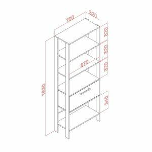 Estante Torre Basculante 70x184x32 Rustico e Preto Movelbento