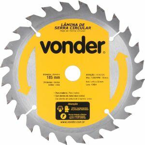Lâmina Videa de Serra Circular 24 dentes 185mm Amarela e Preto Vonder