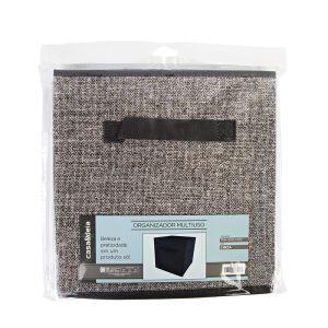 Organizador Multiuso de Tecido 27x27x27cm Cinza Casa&Ideia