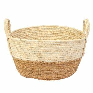 Cesta Decorativa com Alça 32X32X18cm Bege Diagonal
