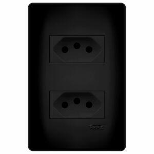 Conjunto 2 Seções 2 Tomada 2P + Tomada  20A Habitat Vertical Preto Fame