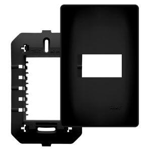 Placa Saída de Fio com Suporte Habitat 4x2 Preto Fame