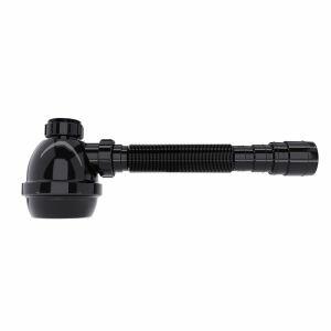 Sifão Universal com Copo para Lavatório e Pia 7/8" Preto Blukit