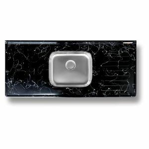 Pia Marmorite com Cuba Inox 1,20m Gratinado Hidrofama Pia Marmorite com Cuba Inox 1,20m Gratinado Hidrofama