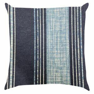 Almofada Astúrias Listrada 43x43cm Azul e Branco Diagonal