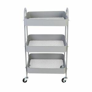 Carrinho Multiuso 3 Andares Ferro 45x30,5x77cm Cinza Casa&Ideia