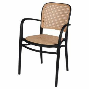 Cadeira Elegante Palha Preto Diagonal