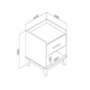 Criado Mudo 1 Gaveta 40X56X38,5cm Branco Movelbento