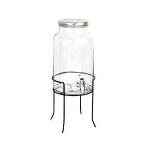 Suqueira de Vidro com Base de Metal 5,5L Transparente  Casa&Ideia