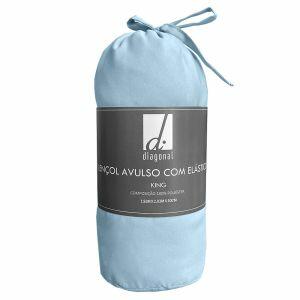 Lençol Avulso King Com Elástico 193x203cm Azul Diagonal