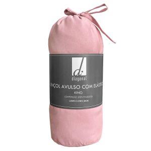Lençol Avulso King Com Elástico 193x203cm Rose Diagonal