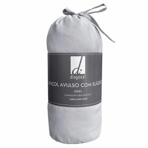 Lençol Avulso King Com Elástico 193x203cm Cinza Diagonal
