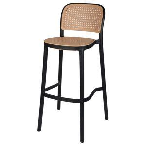 BANQUETA ELEGANTE PALHA PRETO
