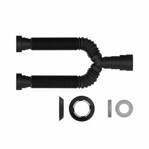 Sifão para Lavatório e Pia Duplo 70CM Preto Blukit