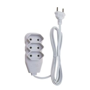 Extensão Slim 1m 3 Tomadas Bipolar Branco Force Line