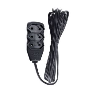 Extensão Slim 1m 3 Tomadas Bipolar Preto Force Line