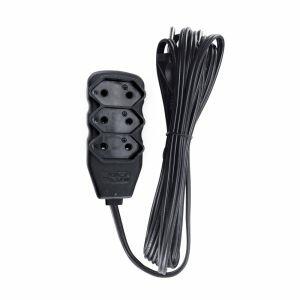 Extensão 3m 3 Tomadas Slim Bipolar Preto Force Line