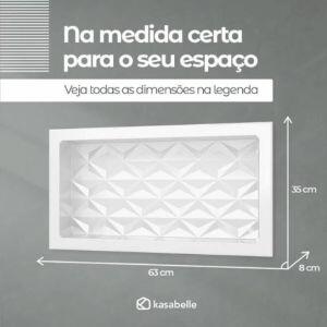 Nicho Tradicional Branco Gelo em ABS 3D 63x35 Kasabelle Nicho Tradicional Branco Gelo em ABS 3D 63x35 Kasabelle
