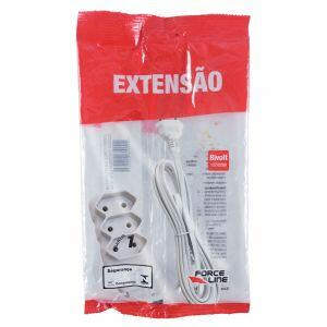Extensão Slim 3m 3 Tomadas Bipolar Branco Force Line