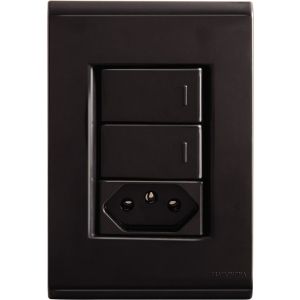 Conjunto 3 Seções Liz 2 P+T 10A 250V Grafite Escuro Tramontina