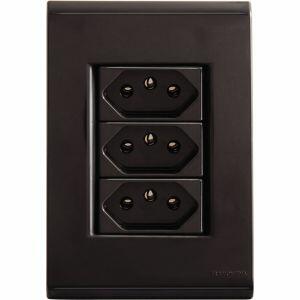 Conjunto 3 Seções Liz 2 P+T 10A 250V Grafite Escuro Tramontina