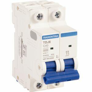 Disjuntor 40A TDJ6 Bipolar 6KA Branco Tramontina