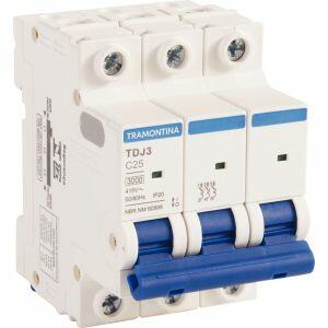 Disjuntor 25A TDJ3 Tripolar 3KA Branco Tramontina