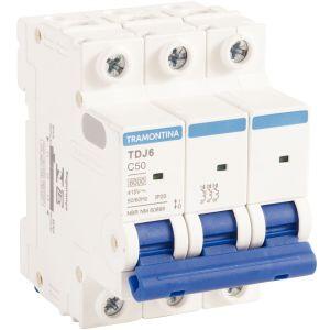 Disjuntor 50A TDJ6 Tripolar 6KA Branco Tramontina