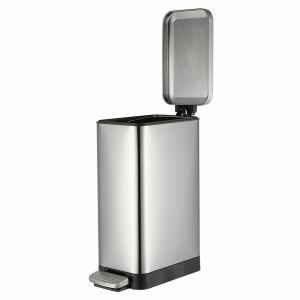Lixeira com Pedal Slim 15 Litros Cinza Escovado 17x45cm  Casa&Ideia
