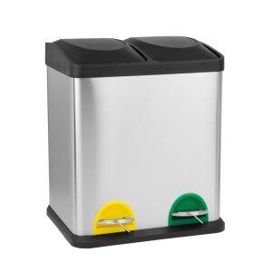 Lixeira Seletiva com Pedal Inox Escovado 15L + 15L 34x48,5cm Casa&Ideia Lixeira Seletiva com Pedal Inox Escovado 15L + 15L 34x48,5cm Casa&Ideia