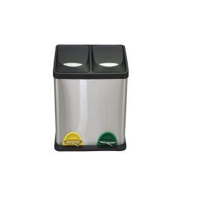 Lixeira Seletiva com Pedal 8L + 8L 26,5x39,5cm Inox Escovado Casa&Ideia Lixeira Seletiva com Pedal 8L + 8L 26,5x39,5cm Inox Escovado Casa&Ideia