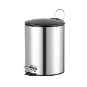 Lixeira com Pedal 30 Litros Nero Preto Inox Escovado 35x65cm Casa&Ideia
