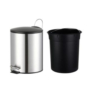 Lixeira com Pedal 20 Litros Nero Preto Inox Escovado 35x45cm Casa&Ideia