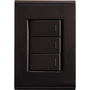 Conjunto Interruptor Simples 3 Seções 10a Liz Grafite Escuro 250v Tramontina