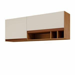 Armário Aéreo Cozinha 114CM Prisma Freijo/off Mgm Gabinetes