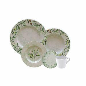 Aparelho de Jantar e Chá Porcelana Estampado 20 Peças Oliva Tramontina
