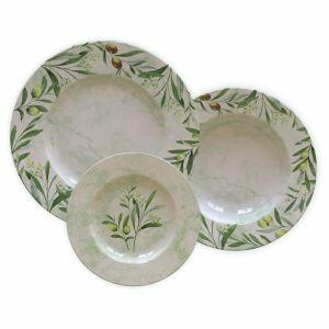 Jogo de Pratos Porcelana Estampado 12 Peças Oliva Tramontina Jogo de Pratos Porcelana Estampado 12 Peças Oliva Tramontina