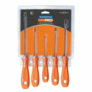 Jogo de Chave de Fenda 5pcs Laranja Escuro Tramontina Jogo de Chave de Fenda 5pcs Laranja Escuro Tramontina